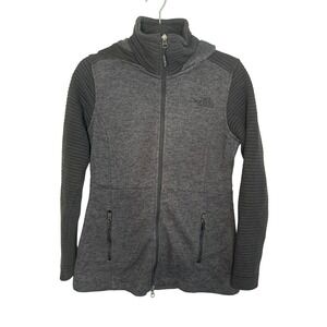 The‎ North Face Women's Full Zip Hoodie Jacket Gray Ribbed Sleeve